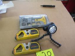 LOT-(2) LASER LEVELS/ SCREW DRIVER KIT/MAGNETIC BASE LIGHT