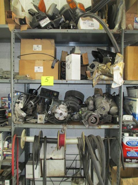 LOT-SUPPLIES/USED ALTERNATORSCOMPRESSORS. ASST LIGHTS MIRRORS/ MISC HOSE.