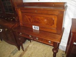 MAHOGANY WRITING DESK-VICTORIAN STYLE-1880'S-90'S- 39 W 48 IN TALL