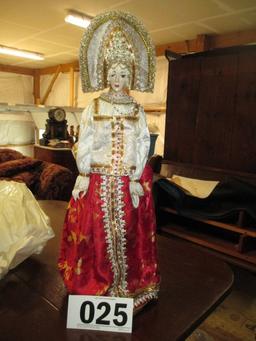 RUSSIAN DOLL-FULL LENGTH HAIR-IN WEDDING DRESS APPROX 2 FT TALL