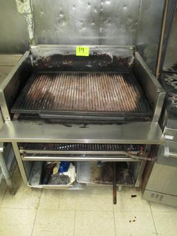 36 IN GAS CHARBROILER ON ROLLING STAND 3 ZONES FMB 36 36 X 33 IN.