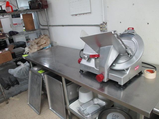 TABLE ONLY-STAINLESS STEEL TABLE 30 X 84 X 24T-SLICER IN PHOTO NOT INCLUDED