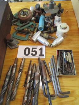 LOT-ASST, BITS/ALLEN WRENCHES/CLAMPS/WIRE WHEELS-APPROX 35 PCS