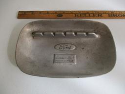 FORD COLLECTIBLE-PEWTER ALLOY GARDEN SPOT ASHTRAY-WILTON MARKINGS APPROX 10 X 7 IN.