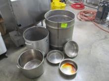LOT-ASSORTED STAINLESS STEEL KETTLES & PANS