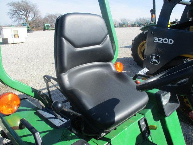 1256 755 JOHN DEERE 2 POST W/70 JD LOADER W/60'' MOWER DECK 1393HRS S/N:M00755C430121