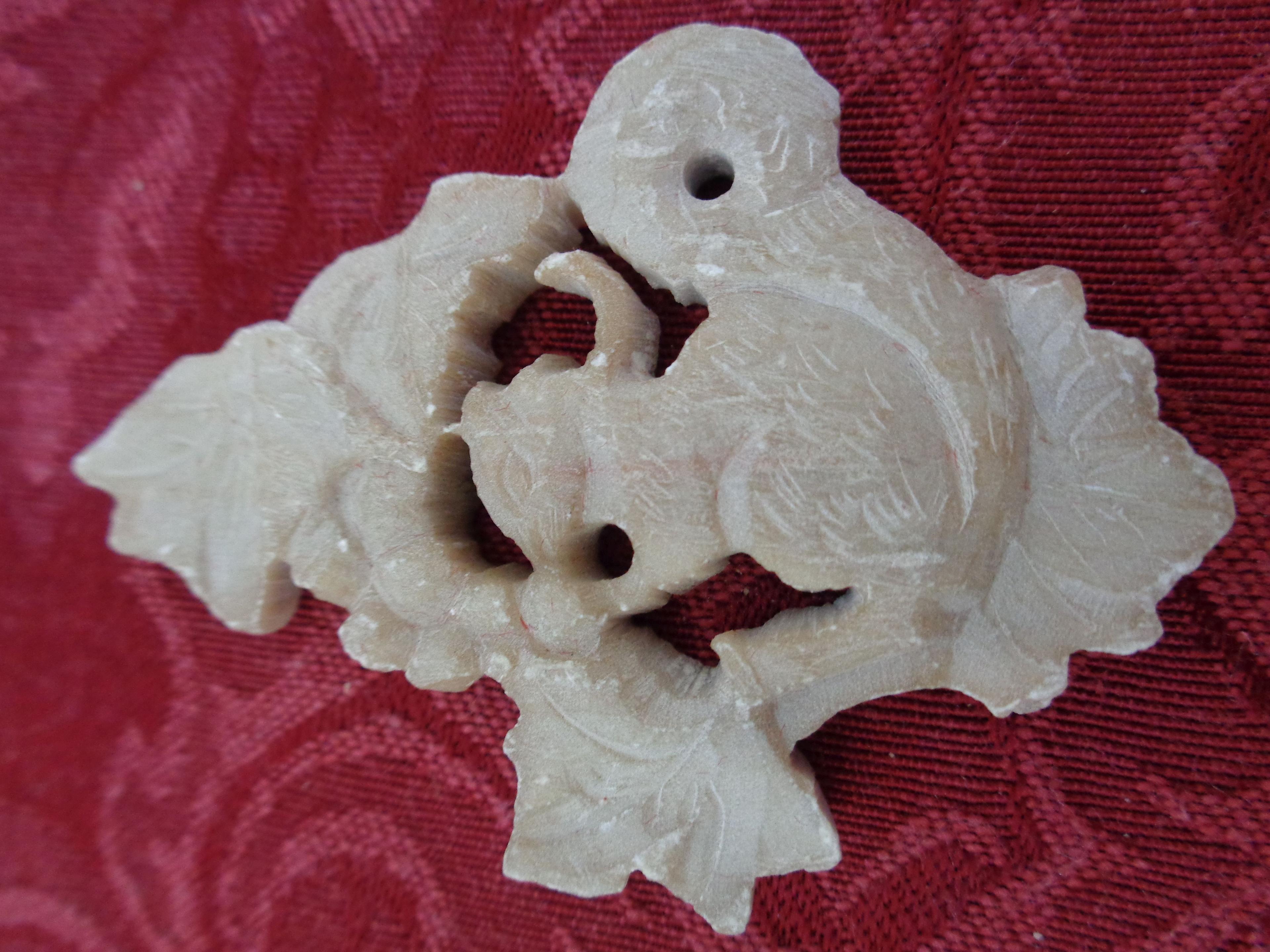Ivory Pendant - Hand Carved Ivory Pendant - Squarel in Tree Carving