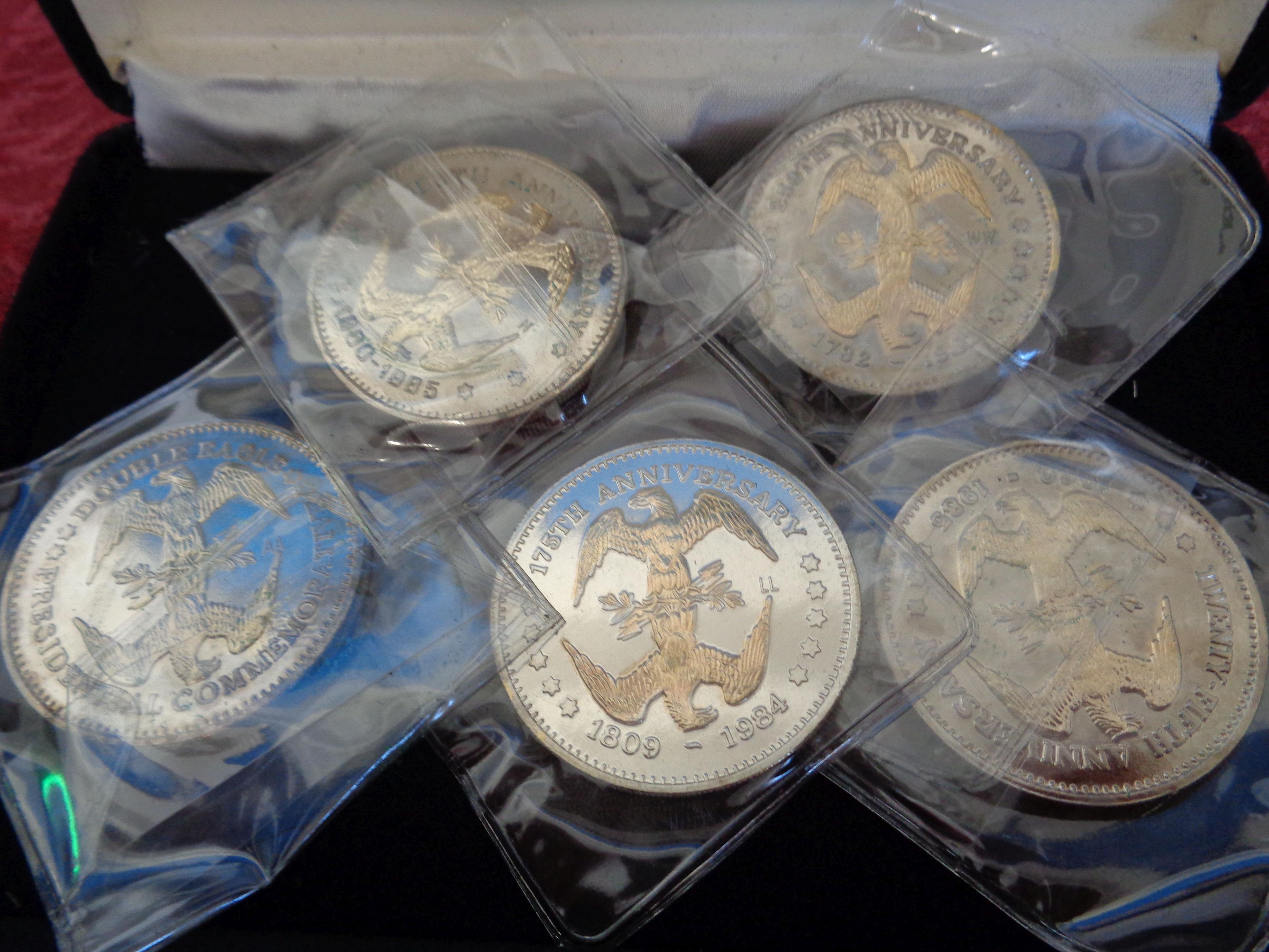 (5) Pc Silver & Gold National Mint Set .999 Silver & 24K Gold Coin Set