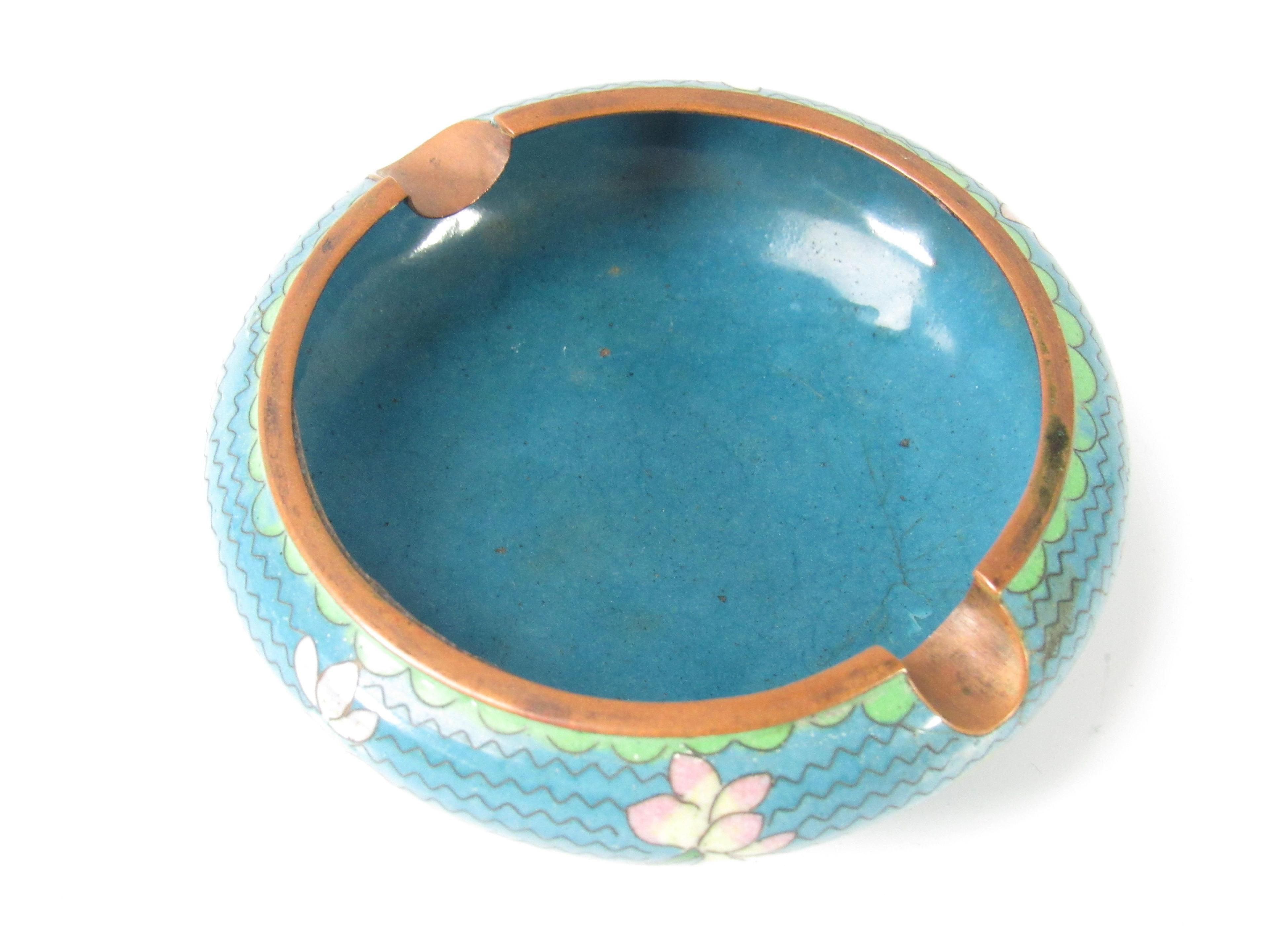 Vintage Chines Cloisonne Enameled Copper  Ashtray