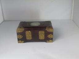 Chinese Rosewood with Jade Stone Jewelry Box