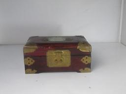 Chinese Rosewood with Jade Stone Jewelry Box