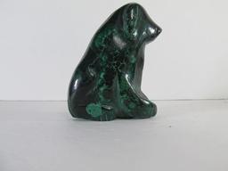 Carved Malachite Dog Figurine