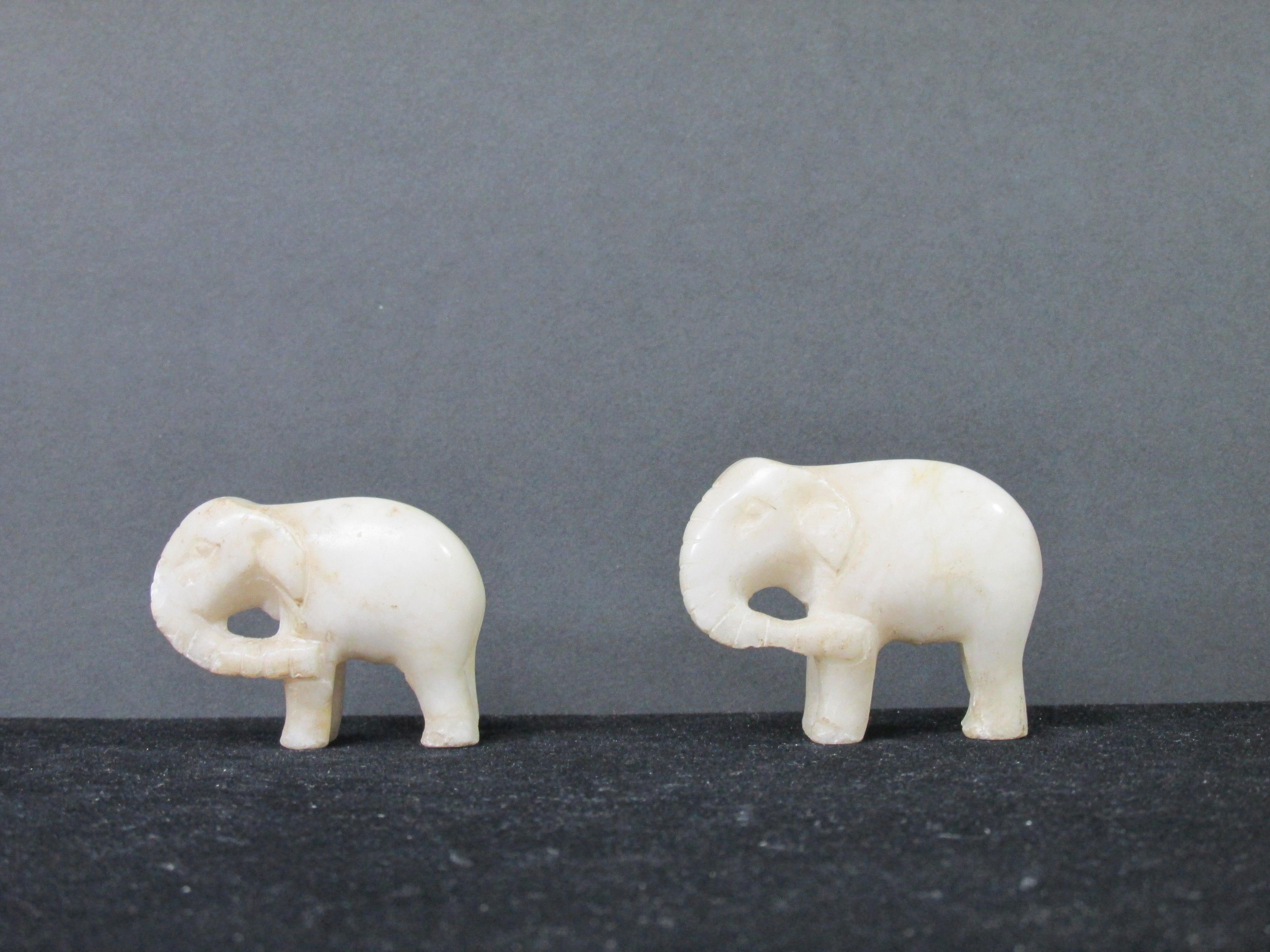 Pair of Miniature Marble Elephant Figurines