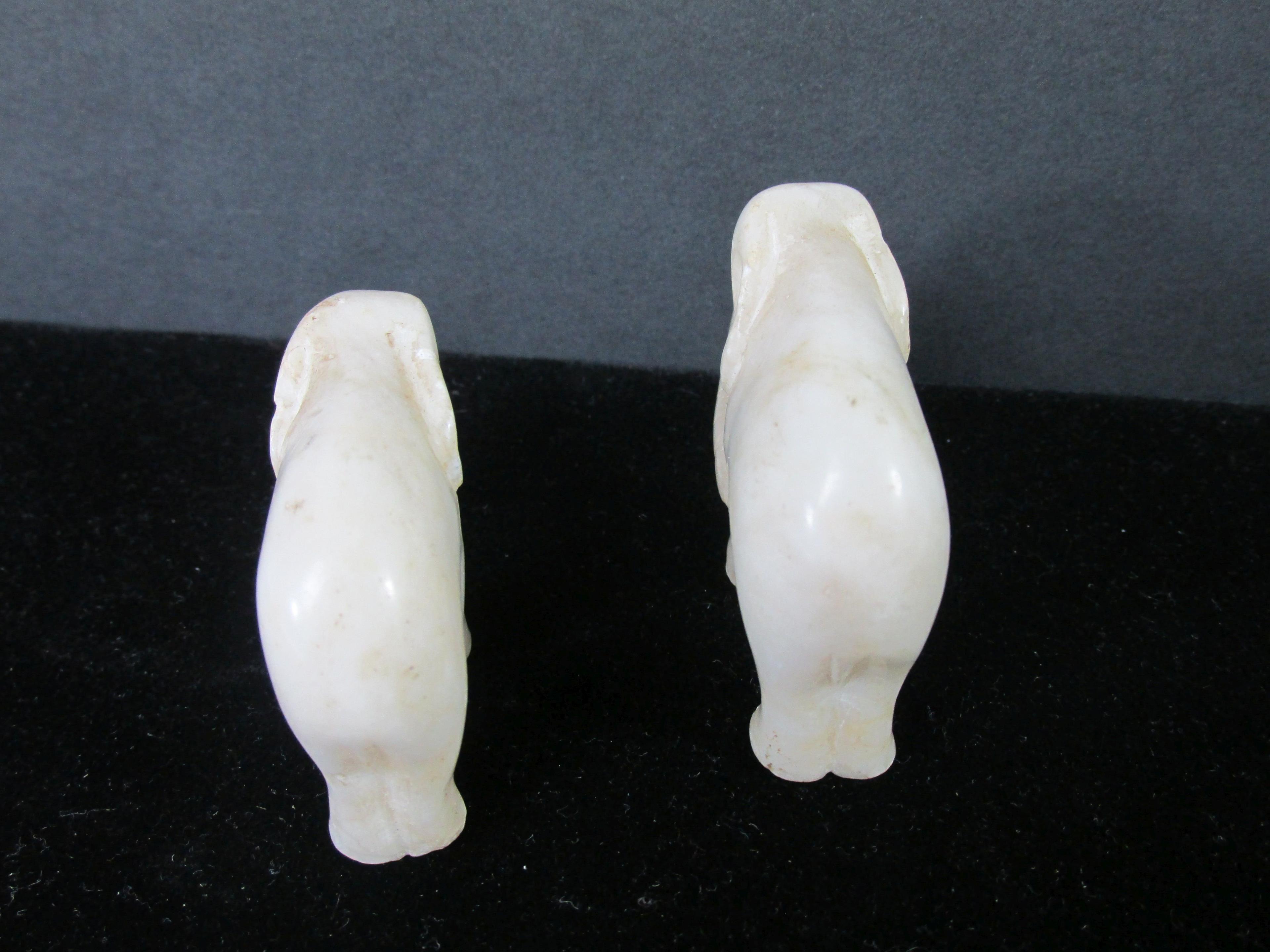 Pair of Miniature Marble Elephant Figurines