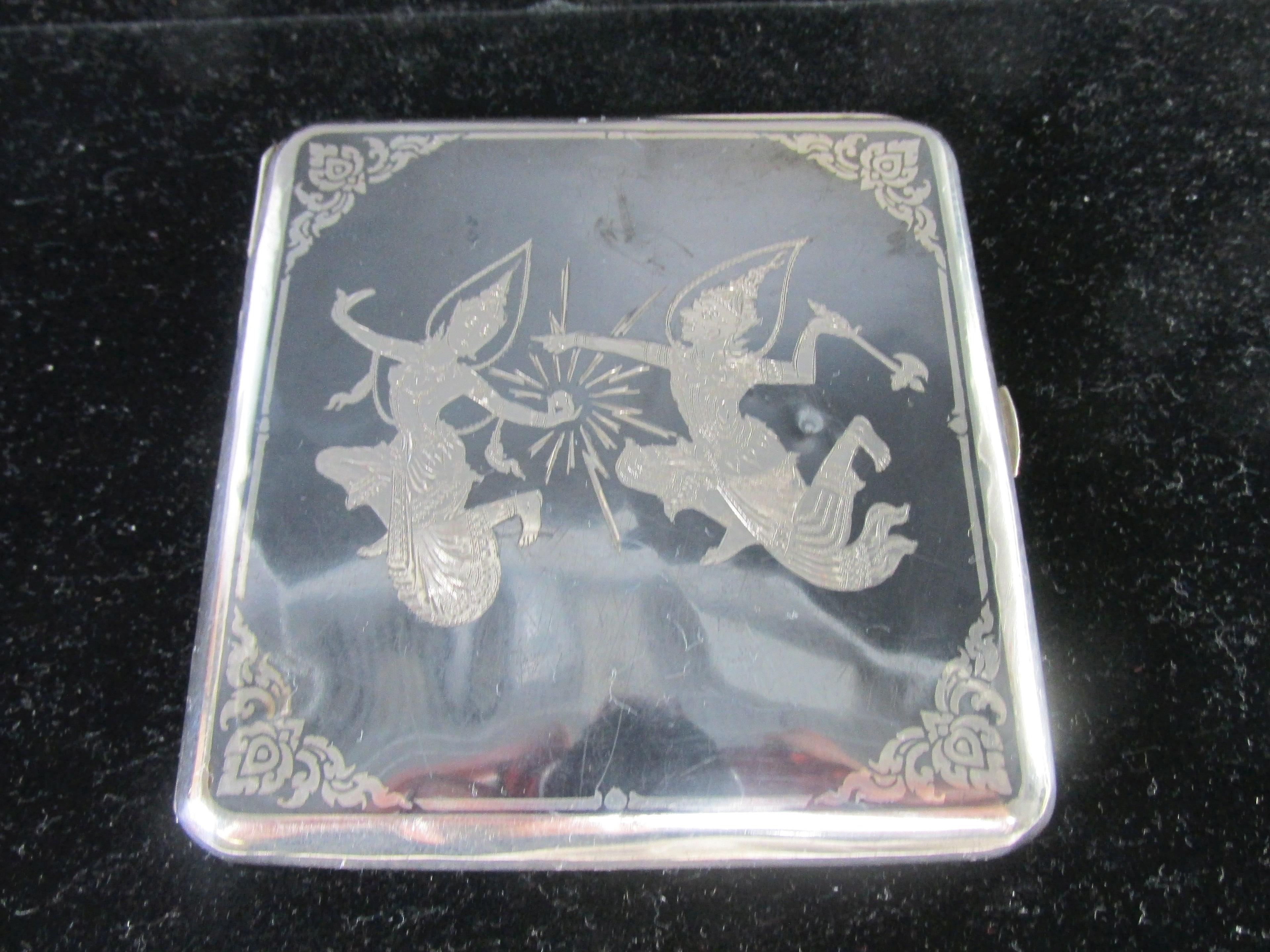 Siam Sterling Niello Cigarette Case