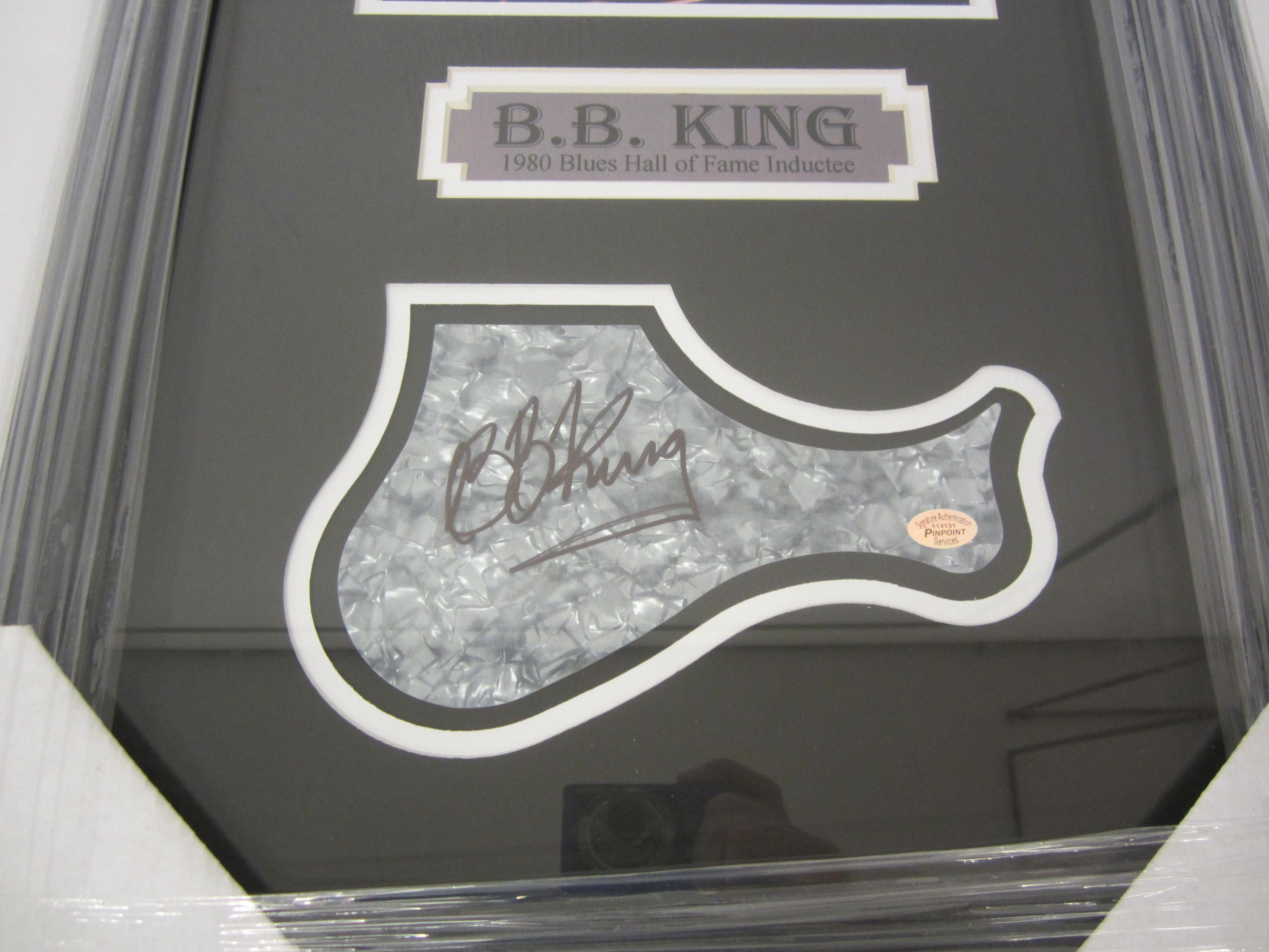 B.B. KING SIGNED AUTOGRAPHED FRAMED MATTED GUITAR PICK GUARD COA
