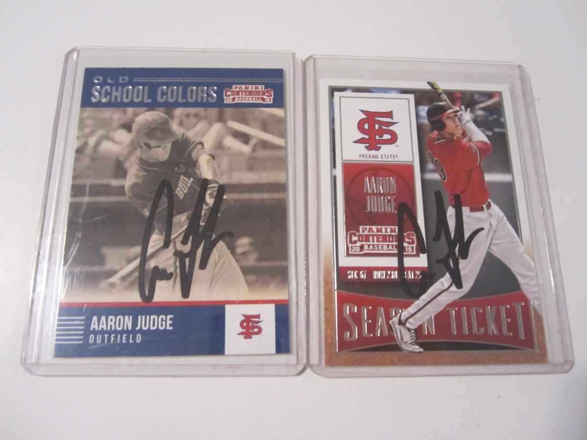 AARON JUDGE YANKEES SINGED AUTOGRAPH CARD LOT (2)  COA