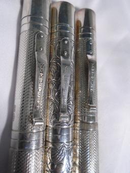 Collection of 5 sterling silver pens by Yard O Led.