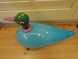 Large Murano light blue glass duck