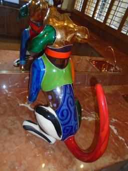 "Pork Chop" Multi colored dog statue. Hand signed by the artist