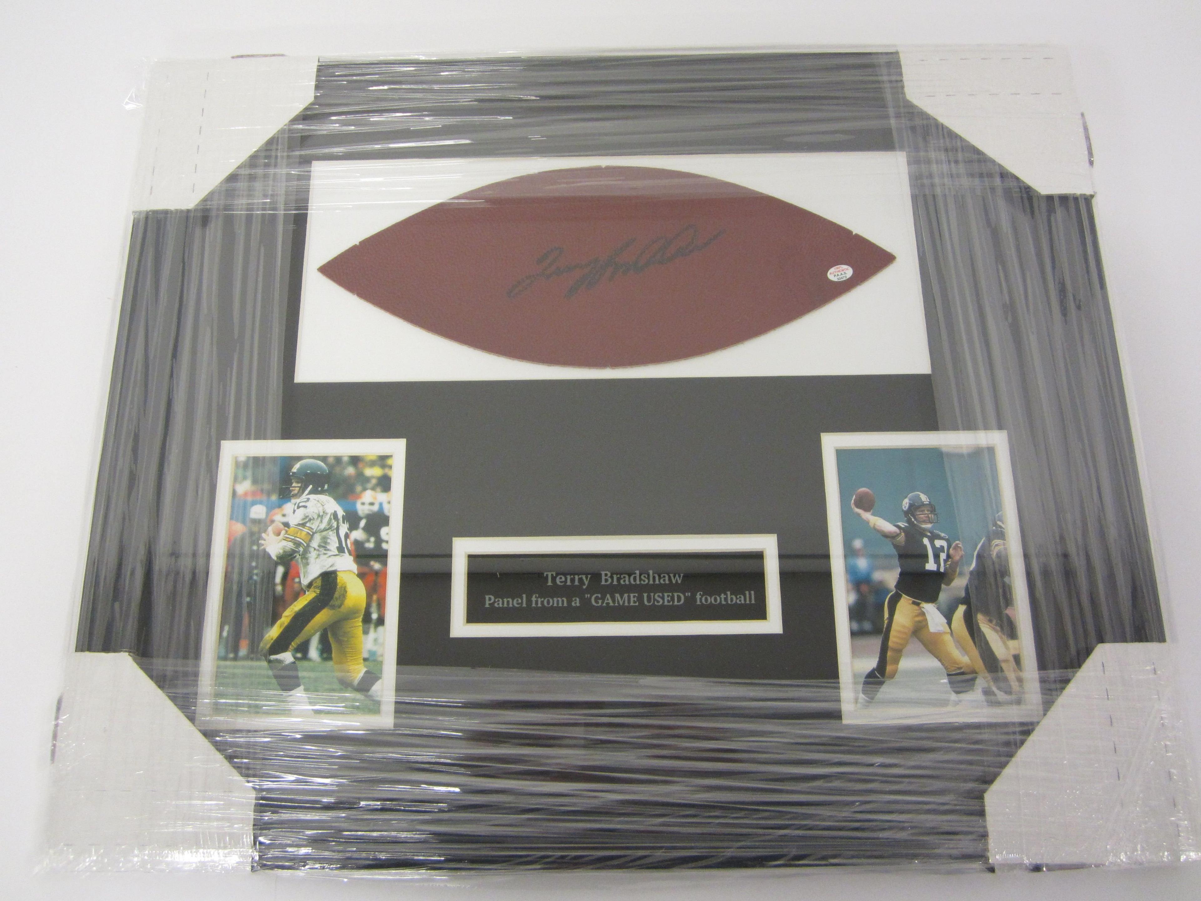 Terry Bradshaw Pittsburgh Steelers signed autographed framed Game Ball Football Panel PAAS Coa