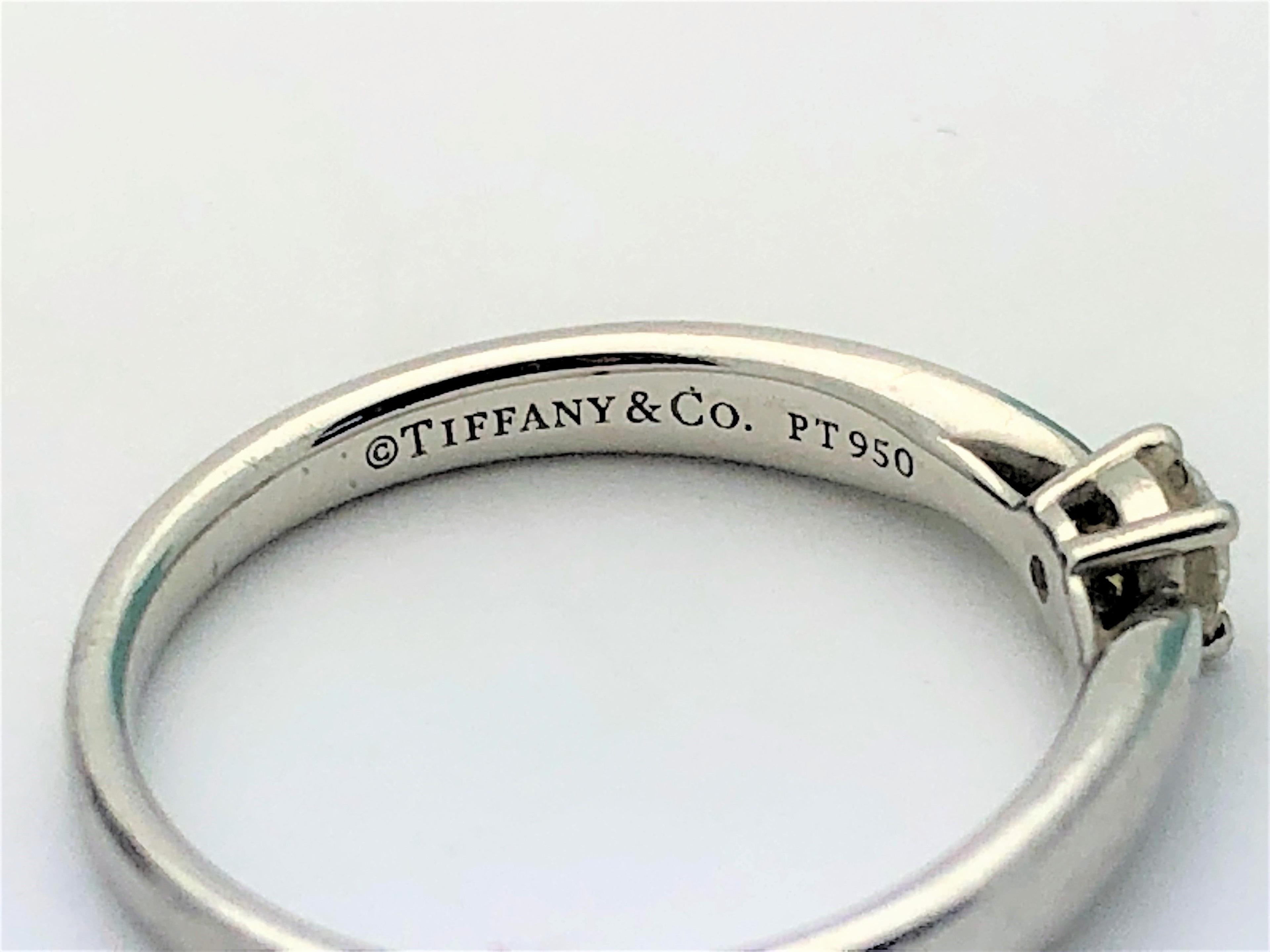 Designer Tiffany & Co. Platinum Solitaire Diamond Ring w/ Box Size 5