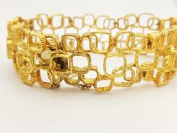 Womens 18k Yellow Gold 3/4" Wide Heavy Bracelet