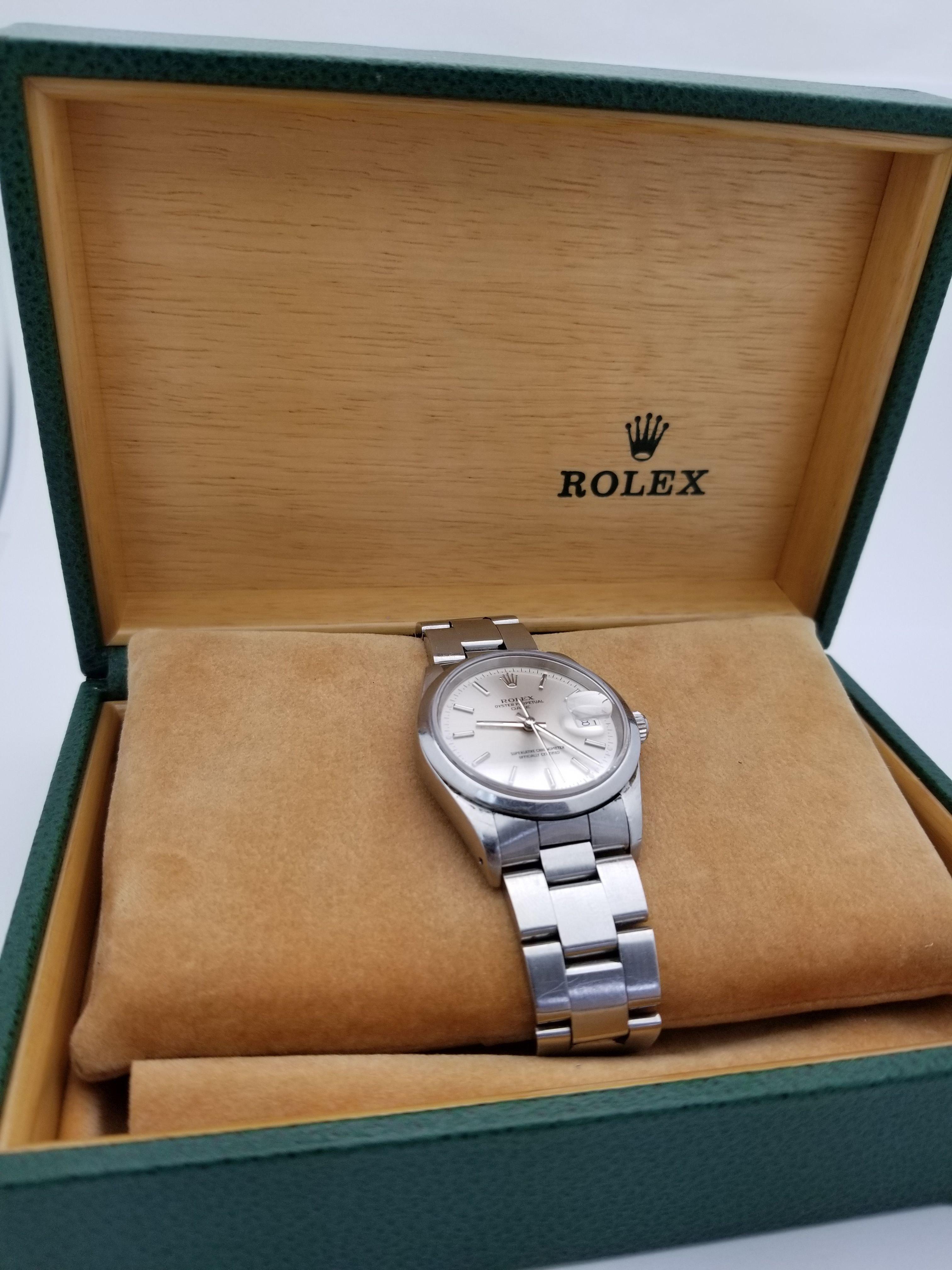 Authentic Mens Rolex Date 15200 Stainless Steel Watch with Box