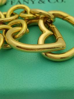 Authentic Tiffany & CO. 18k Solid Yellow Gold Double Heart Bracelet