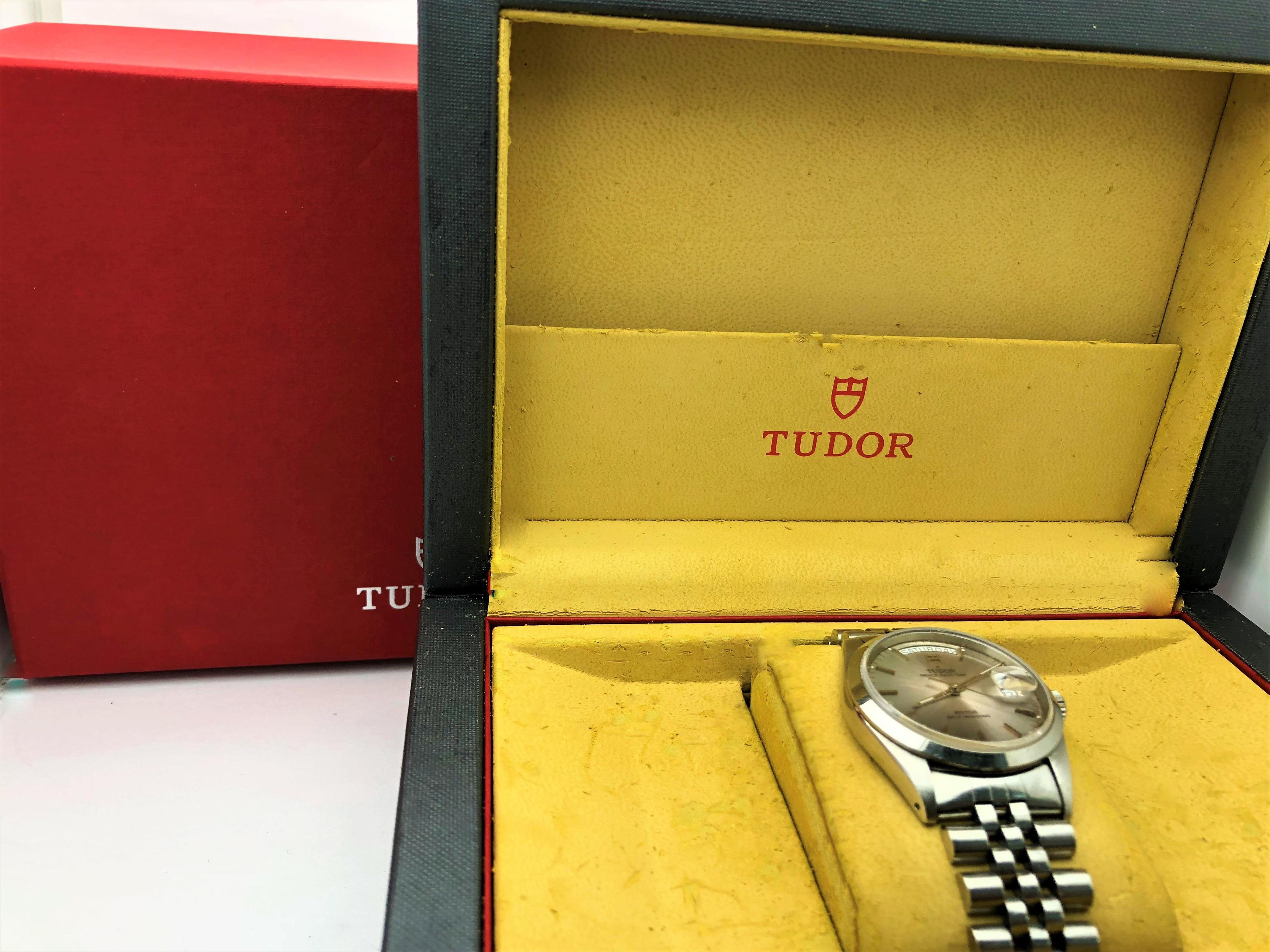 Mens Tudor Day Date Model Stainless Steel Watch