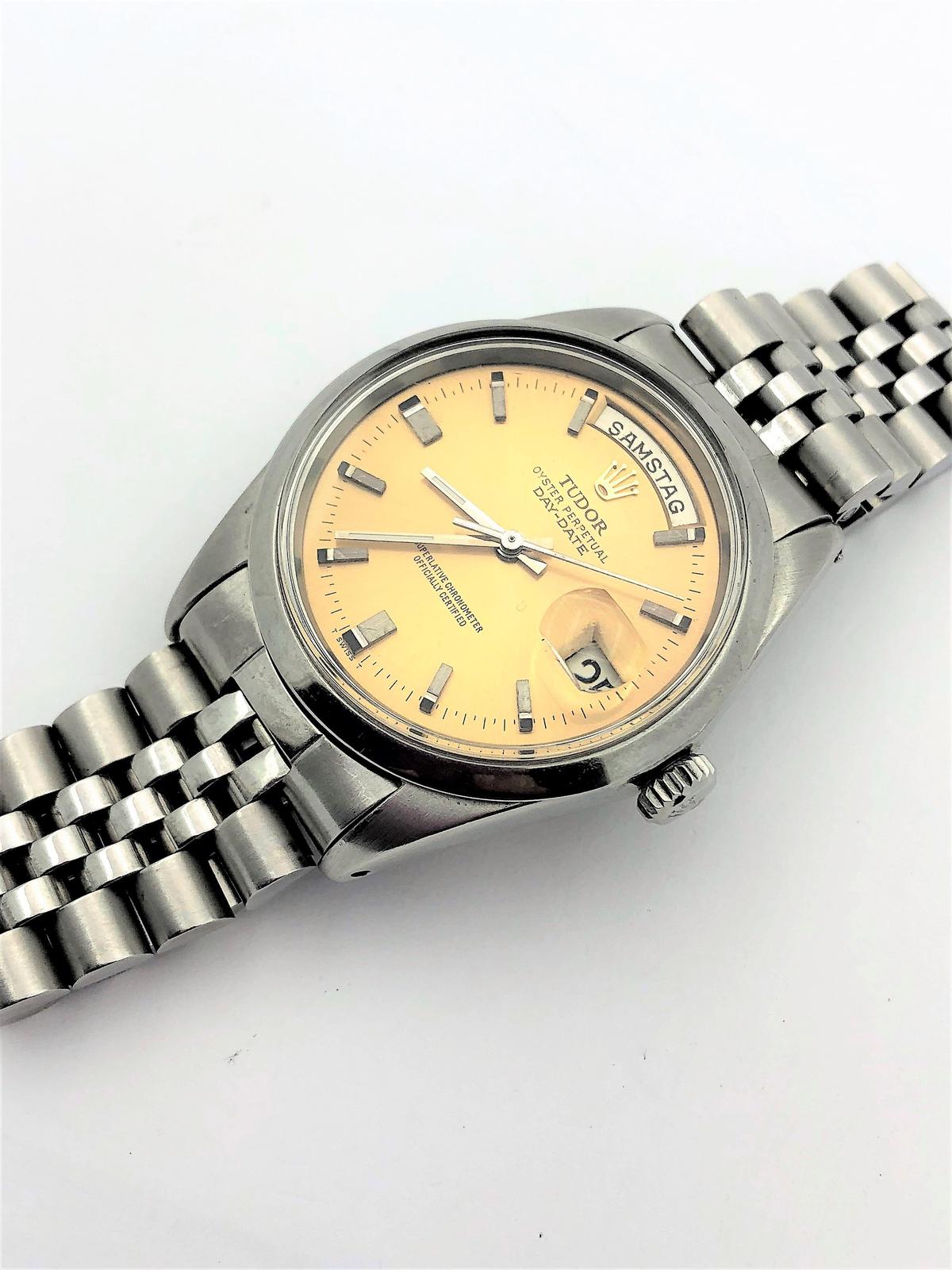 Mens Tudor Day Date Model 7020 Stainless Steel Watch