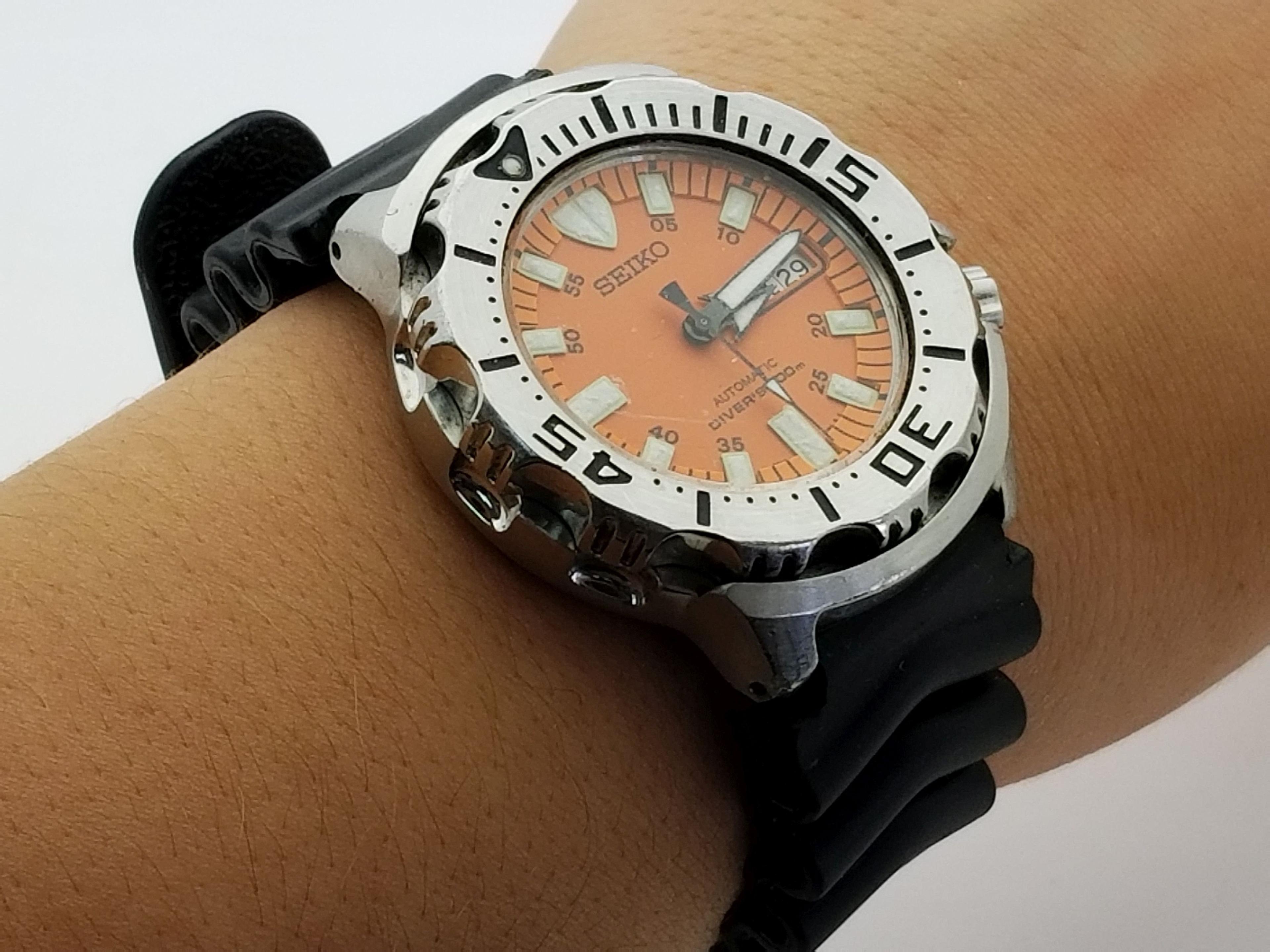 Rare Mens Seiko Automatic Orange Dive Watch 7S26-0350