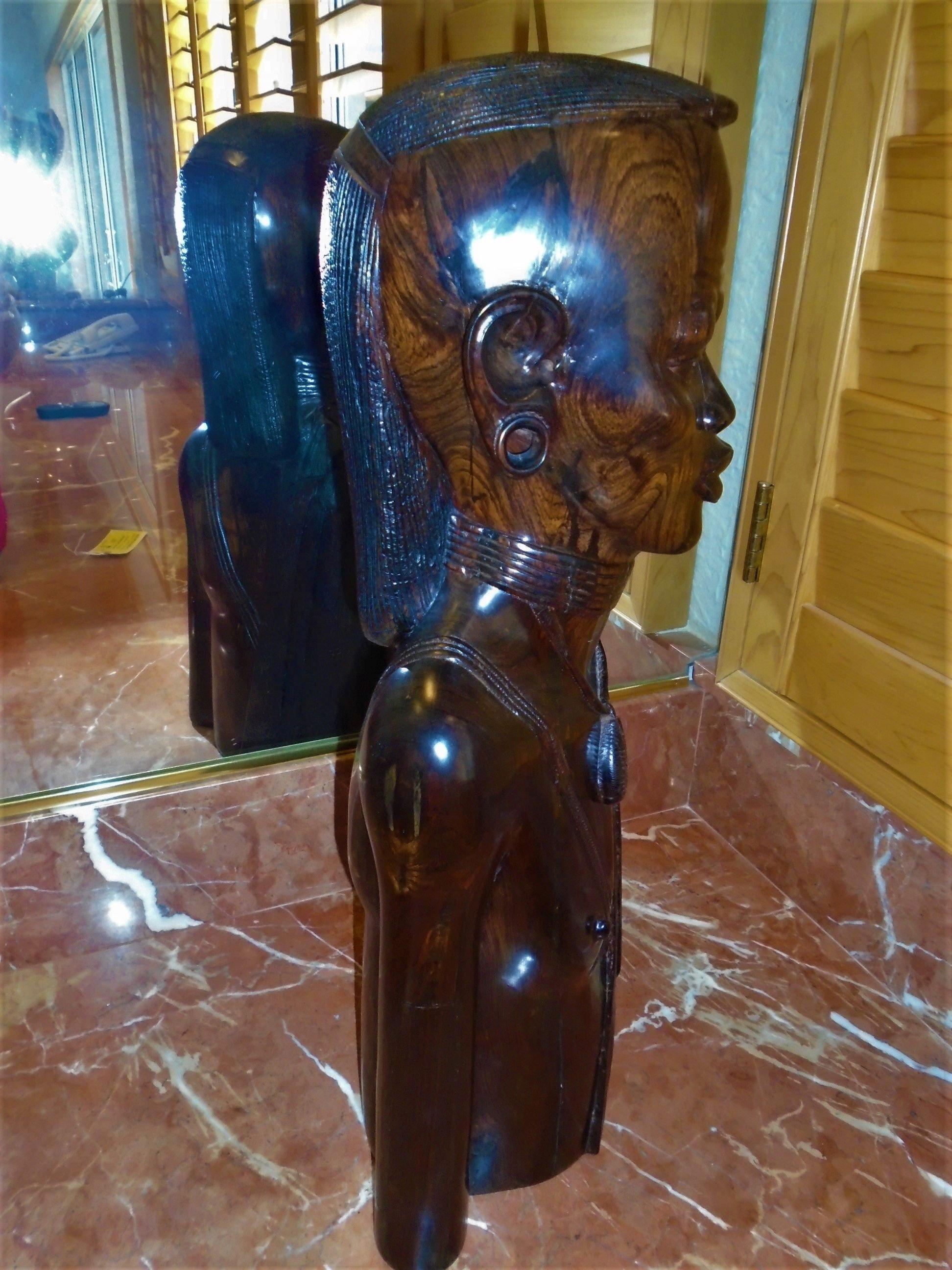 Large wood carved ebony figure of Messai Warrior