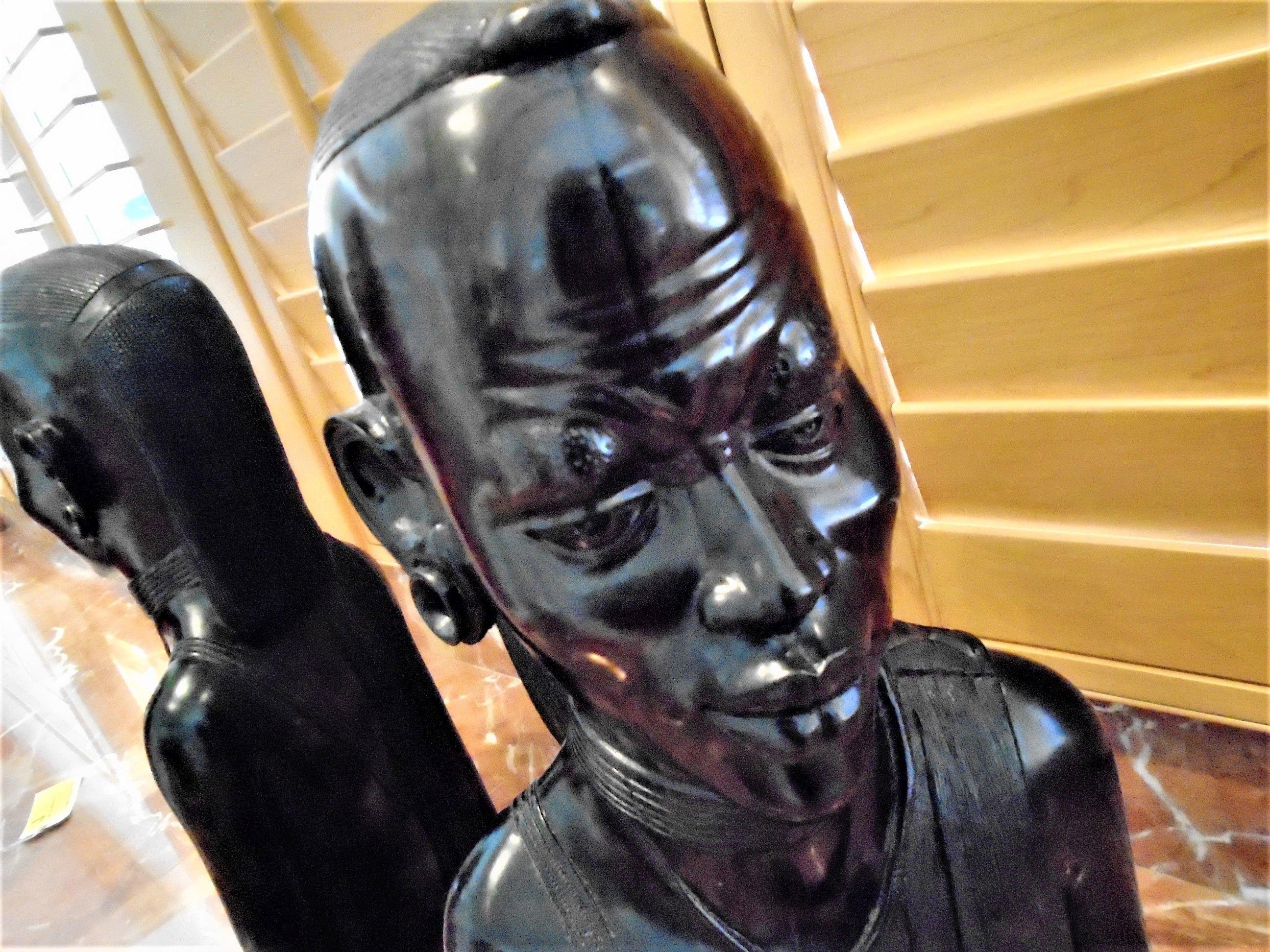 Large wood carved ebony figure of Messai Warrior