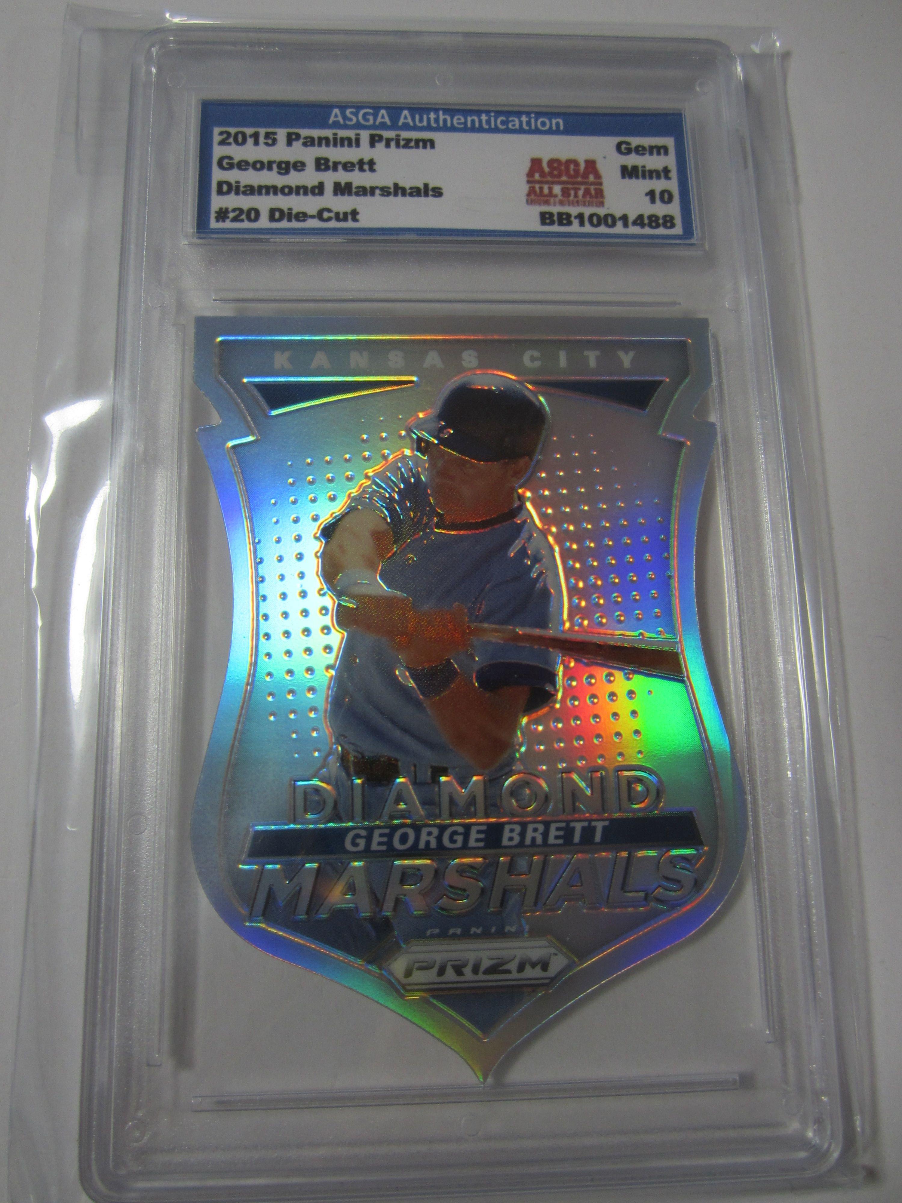 2015 PRIZM GEORGE BRETT DIE-CUT DIAMOND MARSHALS REFRACTOR GEM MINT 10