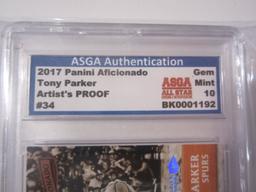 2017 Panini Aficionado Tony Parker Artist's Proof #34 San Antonio Spurs Graded Gem Mint 10