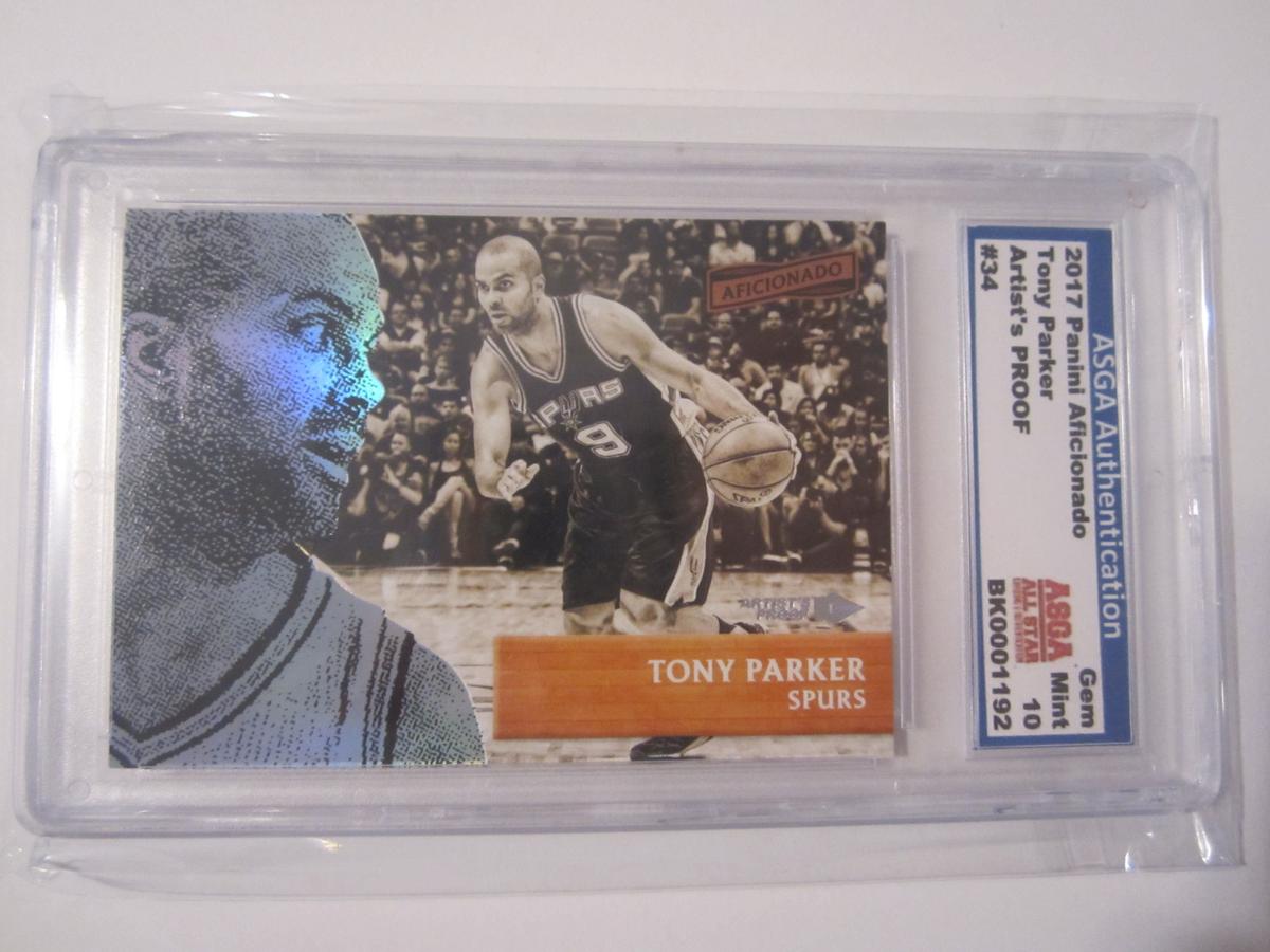 2017 Panini Aficionado Tony Parker Artist's Proof #34 San Antonio Spurs Graded Gem Mint 10