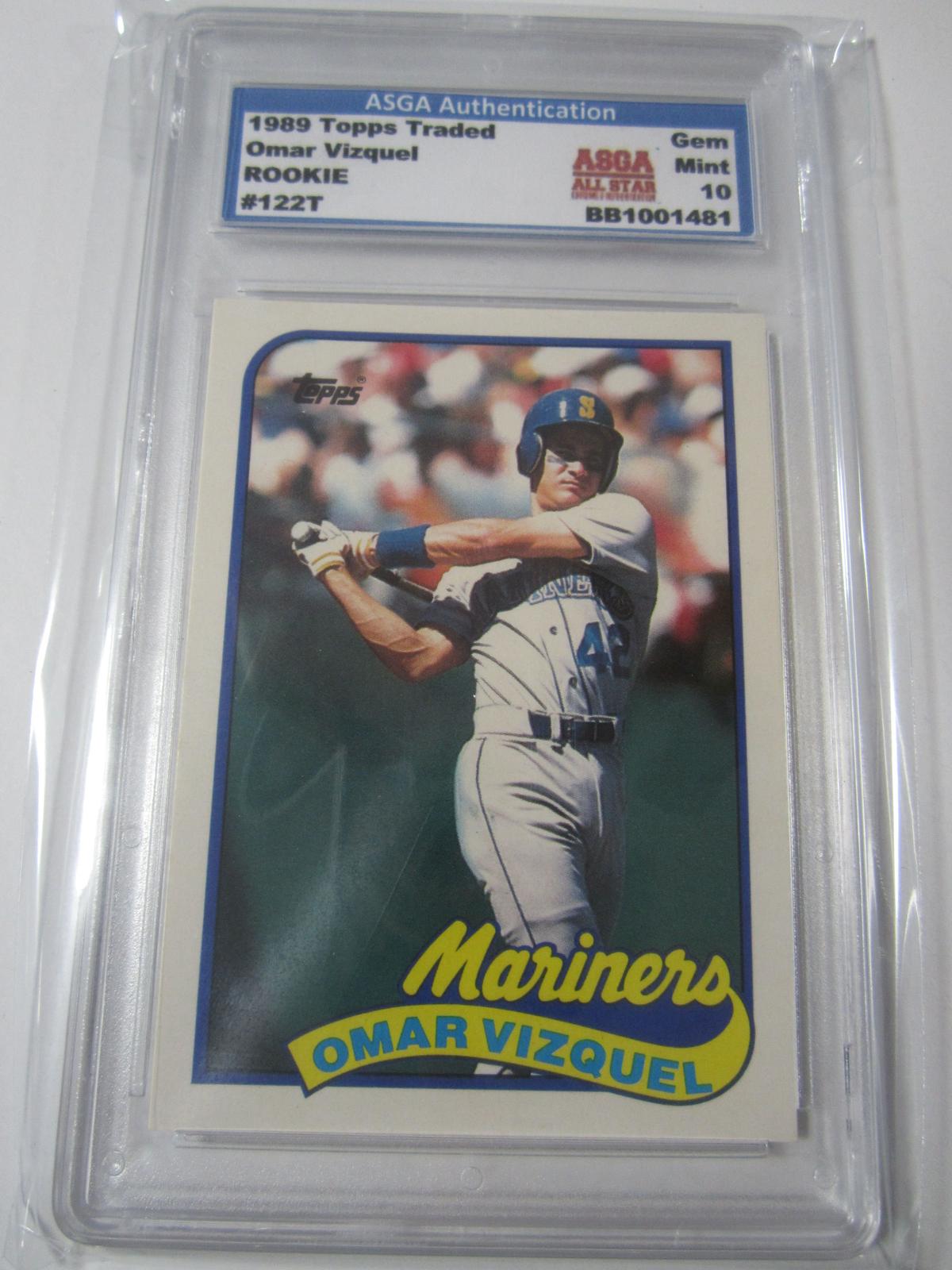 Omar Vizquel Seattle Mariners 1989 Topps Traded ROOKIE #122T ASGA Graded Gem Mint 10