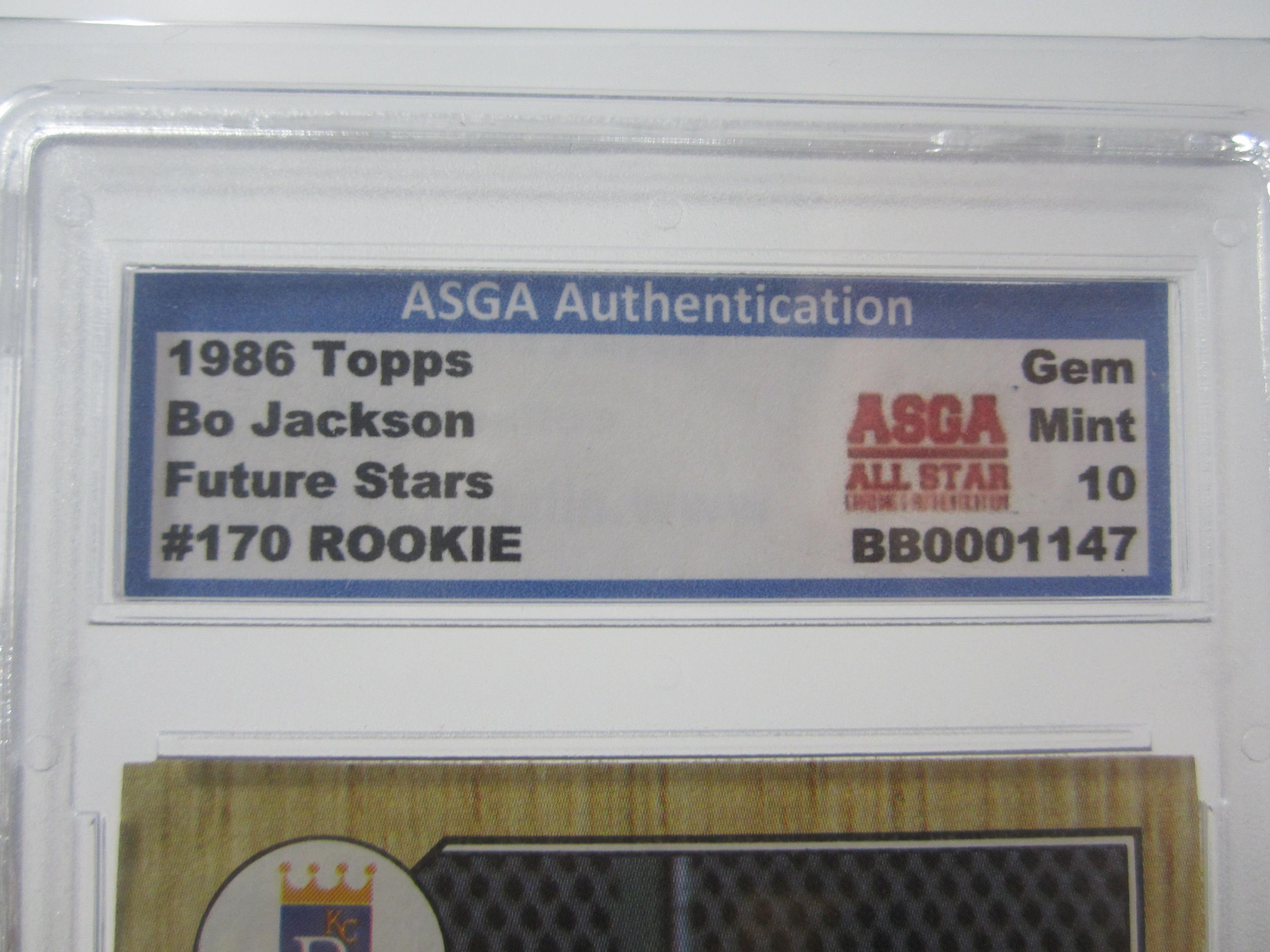 Bo Jackson Kansas City Royals 1987 Topps Future Stars ROOKIE #170 ASGA Graded Gem Mint 10