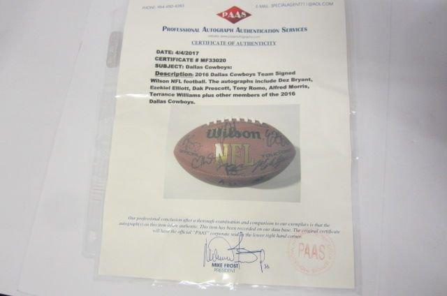 2016 Dallas Cowboys Dak Prescott Ezekiel Elliott TEAM signed autographed brown football Certified CO