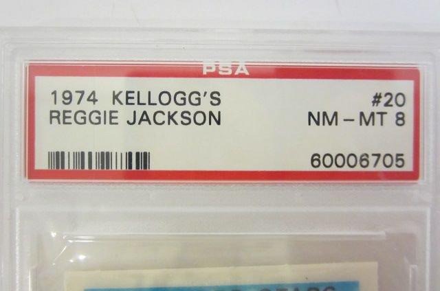 Reggie Jackson Oakland A's 1974 Kelloggs baseball card #20 PSA graded NM-Mint 8