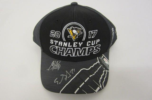 Crosby/Malkin Pittsburgh Penguins Hand Signed Autographed Stanley Cups Champs Hat Paas Certified.