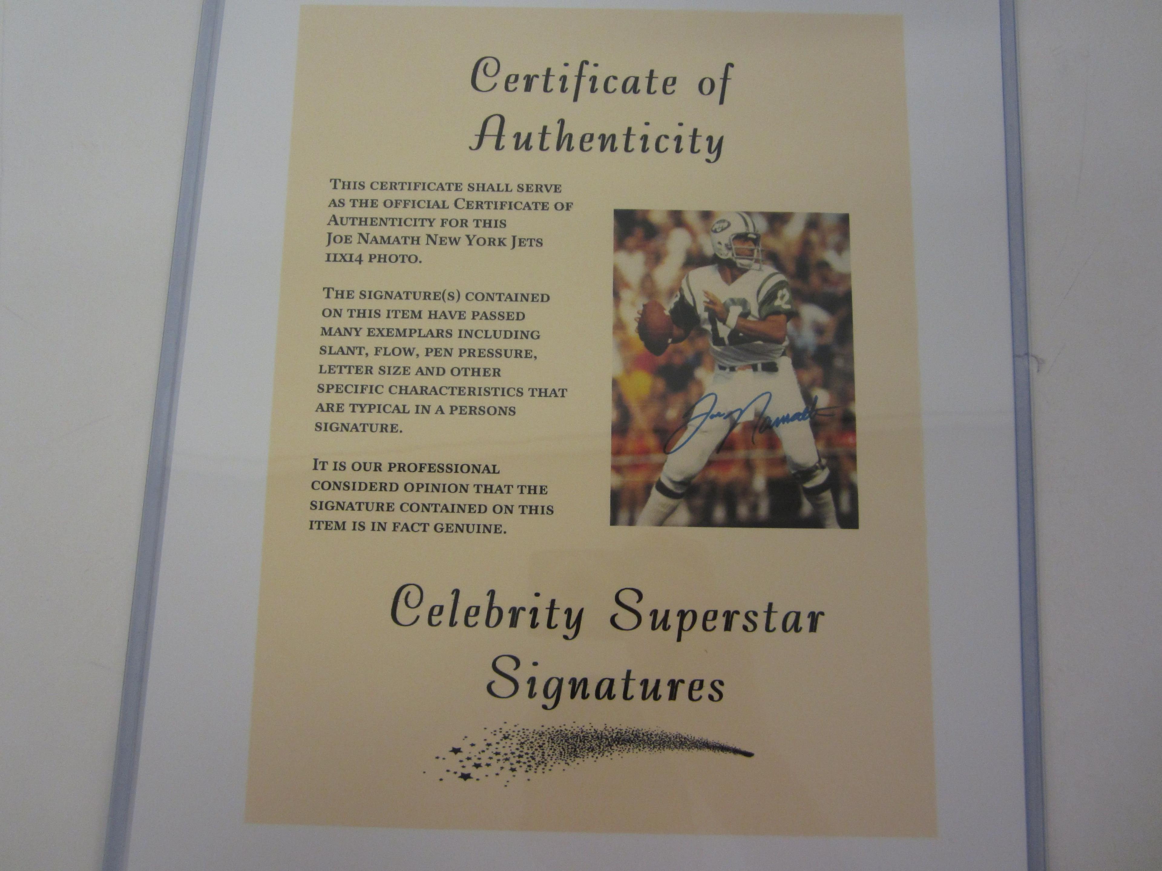 Joe Namath New York Jets signed autographed 11x14 Photo Certified Coa