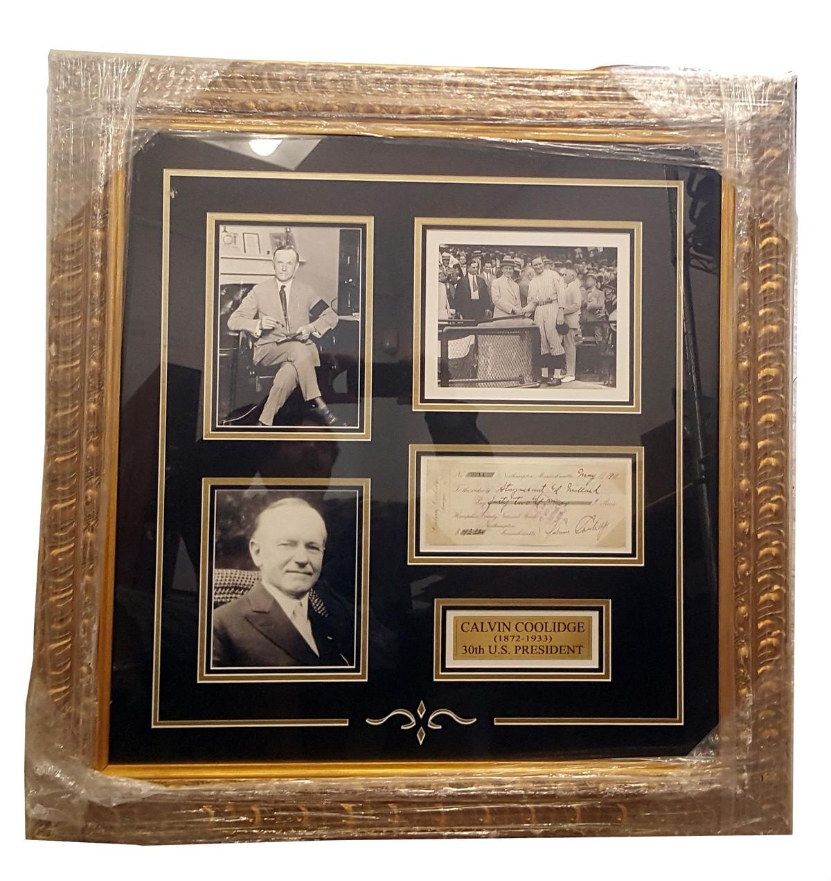 CALVIN COOLIDGE SIGNED CHECK FRAMED