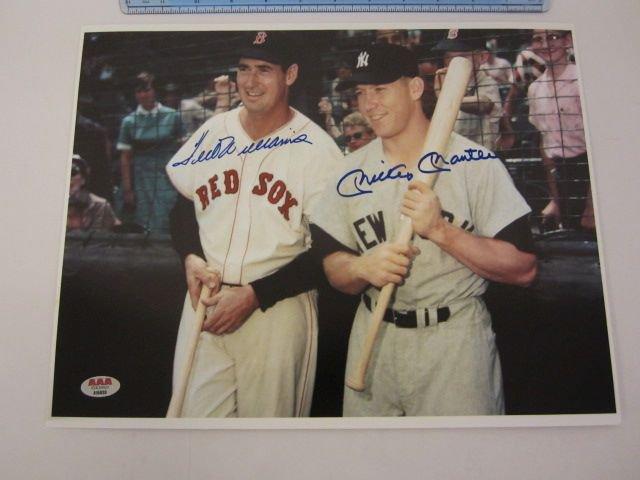 TED WILLIAMS & MICKEY MANTLE Signed Autographed 11x14 Photo Certified CoA