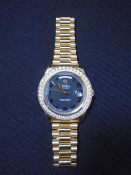 Mens Watch, Rolex Presidential, Day-Date, Diamond bezel, 18kt yellow gold.