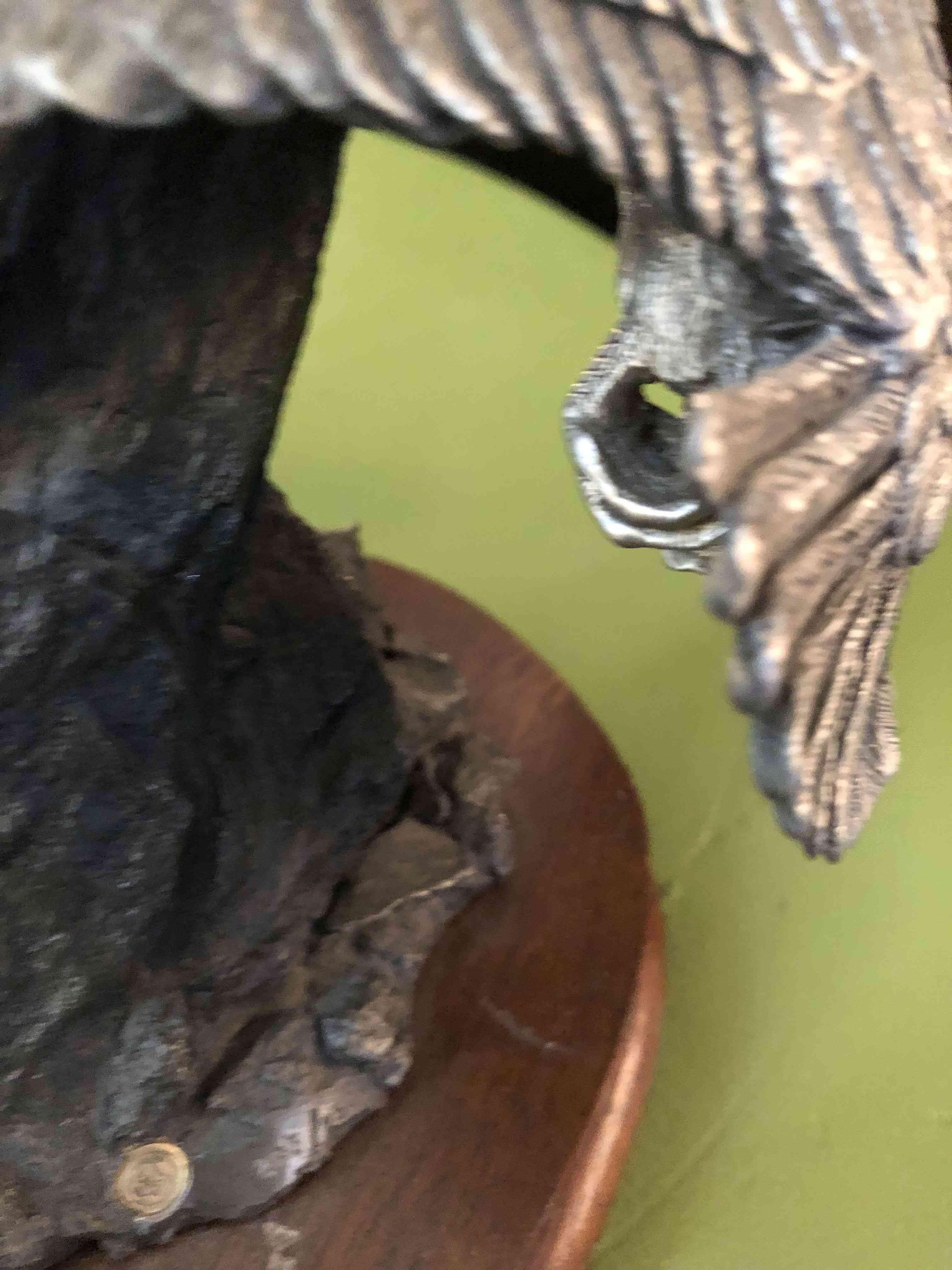 Pewter collectable sculpture, 'Peregrine FALCON', on the mahogany base, signed and numbered collecta
