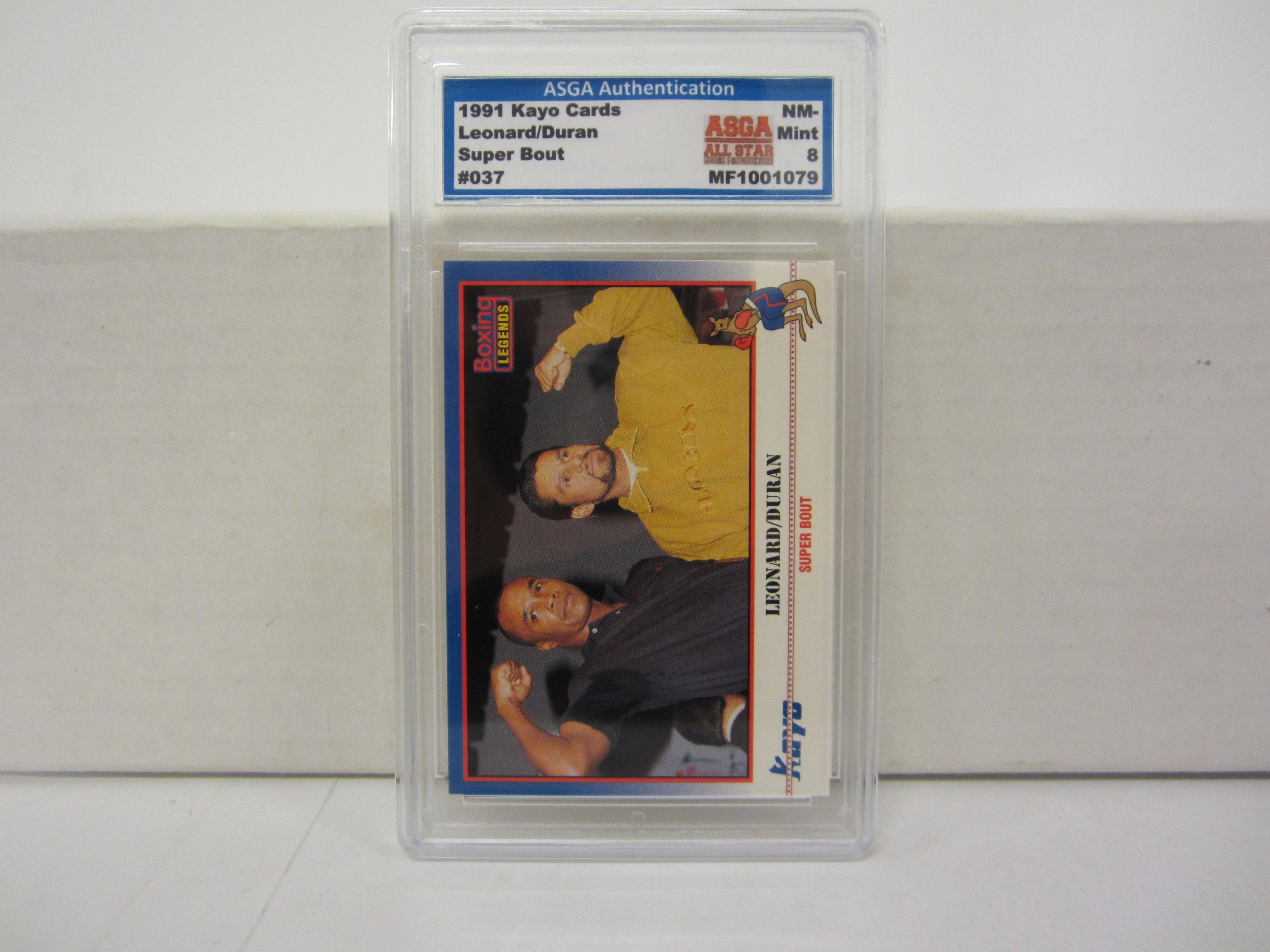 1991 Kayo Cards #37 ROBERTO DURAN & SUGAR RAY LEONARD Boxing Card Graded NM-Mint 8