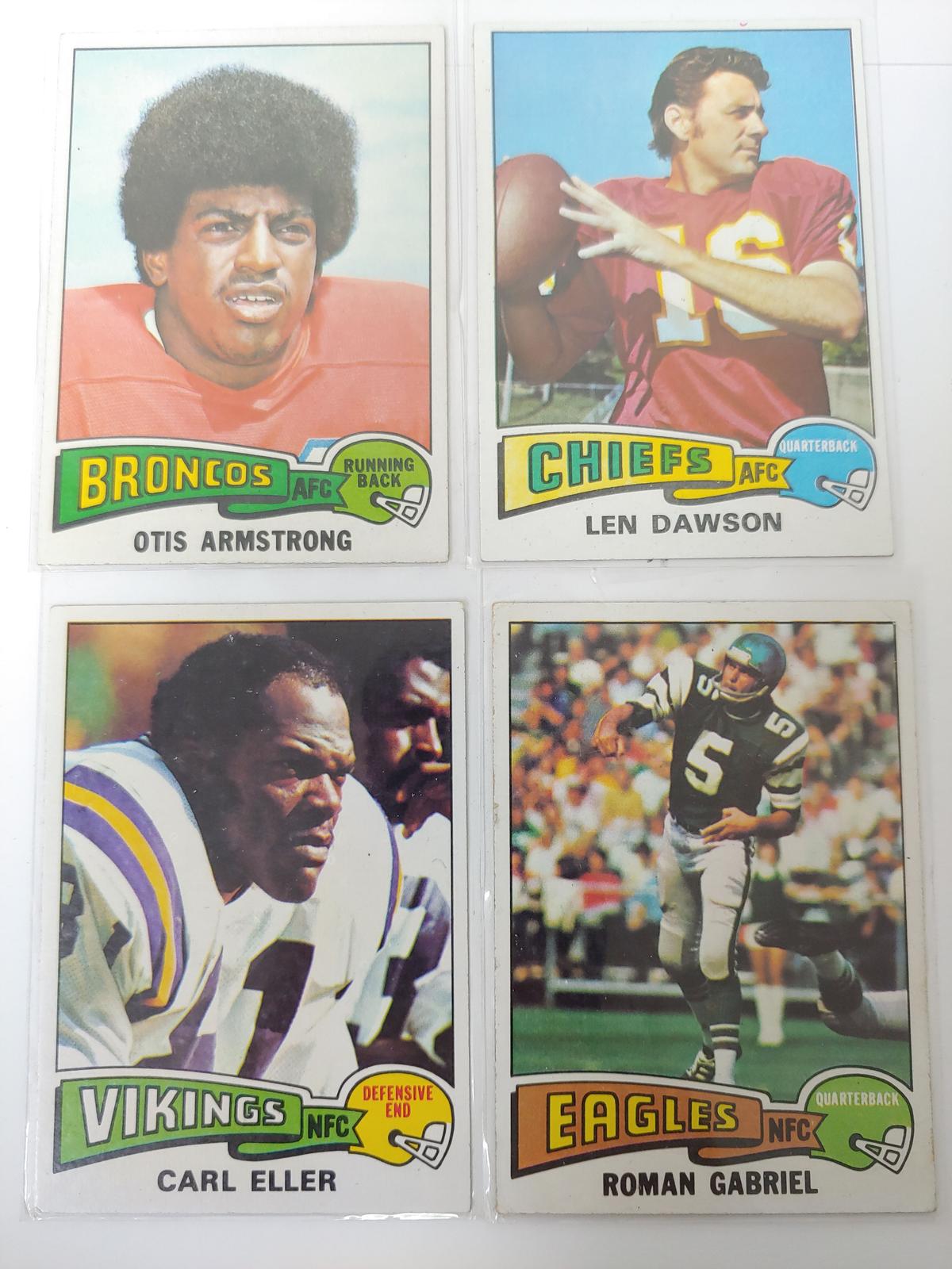 Vintage Collectors Topps Football Cards Otis Armstrong Len Dawson Carl Eller Roman Gabriel