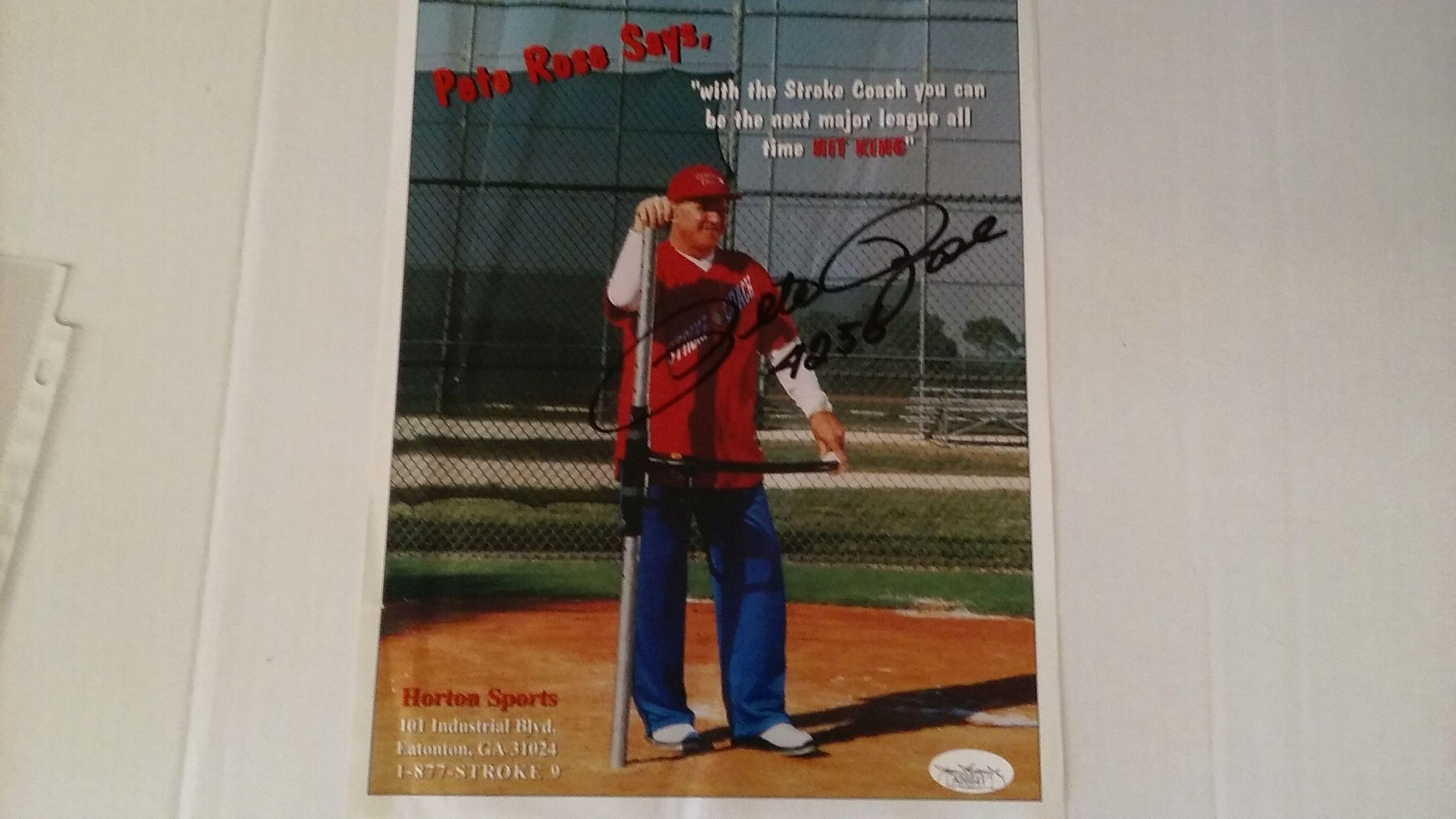 PETE ROSE SIGNED 8X10 JSA COA